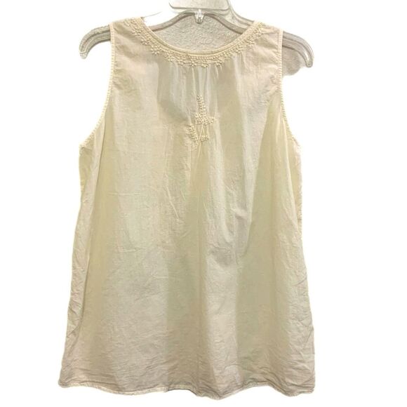 NOVICA HAND EMBROIDERED TANK TOP WOMEN’S LARGE CREAM 100% COTTON BOHO. - Picture 3 of 10